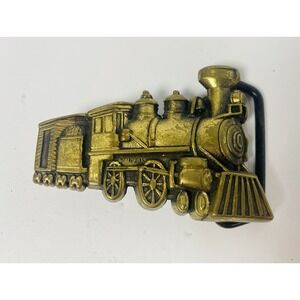 Brass Belt Buckle 1978 BTS Solid Brass Train Locomotive Buckle USA 2.75"